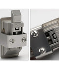 Heavy Duty Stainless Steel Cabinet Latch Lock CX320 With Spring Loaded Push Button Catch For Industrial Electrical Panels Enclosures And Control Box Door, One Hand Operation, Rust Resistant 304 Grade Steel, front and angled views