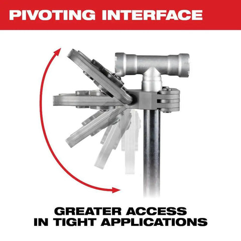 Pivoting interface of M12 Force Logic Press Tool Kit with jaws showing greater access for use in tight applications.