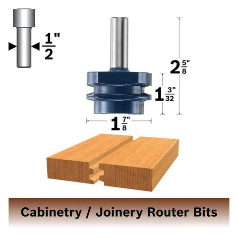 Carbide Tipped Reversible Glue Joint Router Bit 1-7/8 In By 1-3/32 In Micrograin Tips For Strong Glue Ups In Door Panels And Tabletops