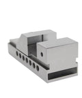 Heavy Duty Manual CNC Clamping Vise With Rock Solid Jaws For Round And Square Stock Integrated Slots close-up view showing steel construction.