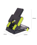 2 Hole Paper Punch With Adjustable 70Mm Or 80Mm Spacing And 6Mm Hole, punches up to 70 sheets, black and green design, shown from side angle.