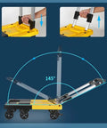 Heavy Duty Folding Trolley Cart With Slick Nylon Rollers And Sturdy Aluminum Frame demonstrating telescoping grip adjustment.