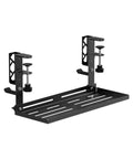 Chill Out The Cord Mess With This Heavy Duty Under Desk Cable Organizer that no drill clamps secure on any desk edge, black metal.