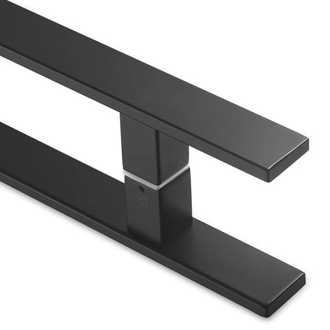 Close-up of 18 Inch Long Beefy Solid Stainless Steel Push Pull Door Handle For Barn Doors And Glass Matte Black Finish
