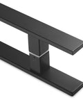 12 Inch Solid Stainless Steel Push Pull Door Handle Set For Barn Glass Doors Heavy Duty Built To Last 304 Stainless Steel Standoffs Matte Black Finish And Glass Pulls close-up