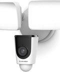 Front view of wireless floodlight security camera with motion alerts 1080p HD night vision and built-in floodlight