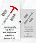 T-Handle Spark Plug Socket Wrench With Swivel Head And Extended 16Mm 21Mm Sockets 3 Piece Set shown with ergonomic grip and durable finish.