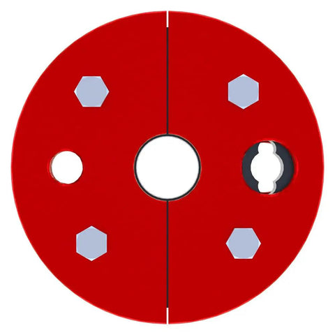 Built Tough Cast Iron Well Seal For Six Inch Casing With One And A Quarter Inch Single Drop Pipe, Red Finish Top View