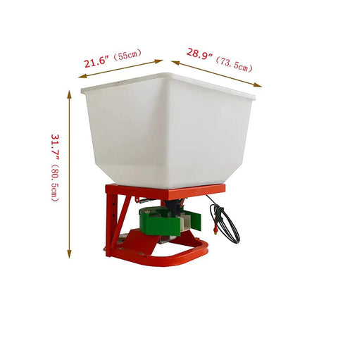 Heavy Duty ATV UTV Seed And Fertilizer Spreader Broadcast Spreader With 265Lb Capacity Front Or Rear Mount showing hopper dimensions