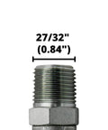 Close-up of male NPTF fitting for One Half Inch By Thirty Six Inch Hydraulic Hose Assembly With Crimped Ends