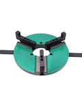 Heavy Duty Wp 400 Welding Clamping Chuck With 400 Mm Handle Rock Solid Grip Pro Shop Ready Pipe Holder Positioner, green round fixture with adjustable clamps.