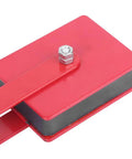 Heavy Duty Magnetic Welding Holder With Adjustable 48.5 Lbs Holding Power top view showing red body and metal clamp for secure positioning.
