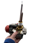 Gas Control Thermostat for Water Heater LP Propane Replacement Valve with AP16313 Pilot Adapter in hand against white background