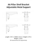 Adjustable Pillar Shelf Bracket For Retail Displays And Modular Shelving Heavy Duty Metal Support diagram with dimensions