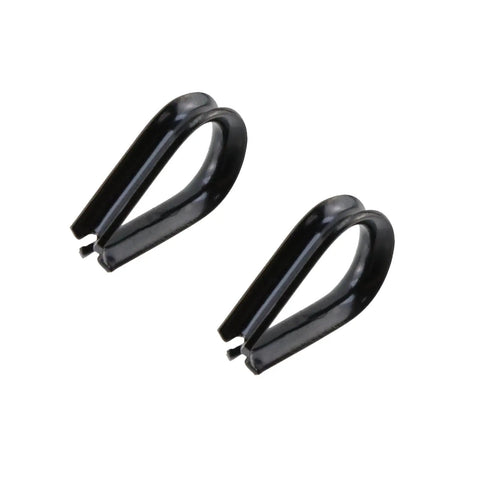 Rock Solid 304 Grade Stainless Steel Thimble Fits 1 16 Inch Wire Rope Cable shown in black, ideal for secure loop formations.