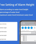 Smartphone showing WiFi Tank Level Monitor Sensor With Ultrasonic Contactless Readings IP67 Waterproof 10Cm To 3M Range Tuya app