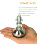 Hand holding Heavy Duty Adjustable Furniture Leg Levelers With 1.96 Inch Base, M12 Thread, 1300 Lb Capacity, Threaded Inserts