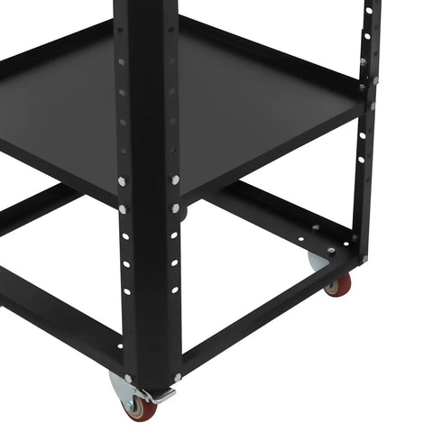 Close-up view of Rock Solid Rolling Planer Stand handles 550 lbs heavy duty power tool workstation with tough carbon steel construction.