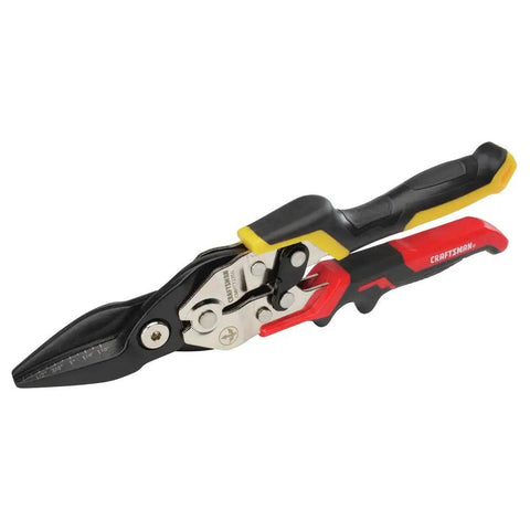 Aviation Snips Straight Cut Pro Grade Tin Snips For Metal, Cuts Up To 18GA Cold Rolled Steel Or 22GA Stainless, Spring Assisted Latch