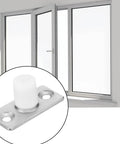 Heavy Duty Nylon Barn Door Rollers Rock Solid Floor Mounted Guide Bracket Bulletproof Metal Build Smooth Ride Replacement Fits Glass Aluminum Tracks No Fuss Install Long Lasting detail of floor mount bracket