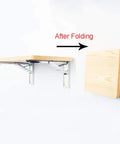 Heavy Duty Folding Triangle Brackets For Shelves showing wooden shelf after folding with stainless steel support.