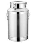 Top Shelf Built Tough 304 Stainless Steel Storage Container With Wide Mouth Pouring Spout For Milk Bulk Coffee Beans Dry Grains Rice Flour Sugar Commercial Kitchen Gear 64 Liter Capacity, heavy-duty stainless steel bin.