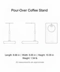 Adjustable Wooden And Aluminum Pour Over Coffee Stand dimensions 8.66x6.65x10.35 inches, designed for mugs and carafes, heavy-duty use.