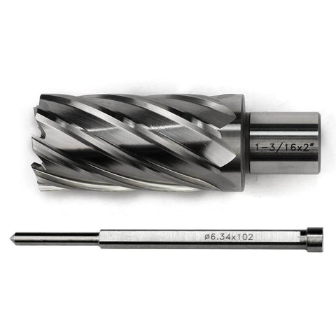 2-piece set: annular cutter with Weldon shank (1-3/16x2) and Ø6.34x102 drill bit for magnetic drill press