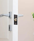 Heavy Duty Adjustable Ball Door Catches Black Brass Roller Latch Tension Hardware For Closet Cupboard And Cabinet With Invisible Design For Home And Office Use mounted on a white door.