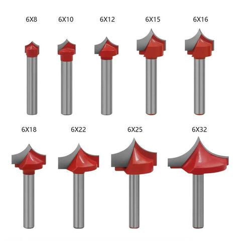 Heavy Duty Router Bit With 6mm Shank For Smooth Round Edge Cutting And Profiling Woodworking Milling Cutter Tool showing various sizes.