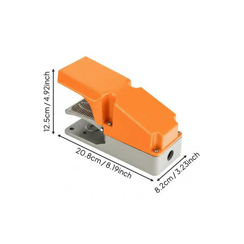 Heavy Duty Foot Pedal Switch For Industrial Control, Rugged Footswitch With Aluminum Alloy Body, 20.8cm x 8.2cm x 12.5cm