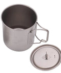 750ml Folding-Handles Outdoor Water Mug For Camping And Hiking, Lightweight Alloy Cup, with lid and folding handles