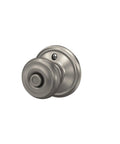 Bedroom And Bathroom Privacy Door Knob Lock In Satin Nickel Finish, DIY Friendly Install With Self Aligning Screws, Push Button Inside Unlocks