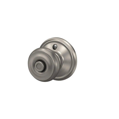 Bedroom And Bathroom Privacy Door Knob Lock In Satin Nickel Finish, DIY Friendly Install With Self Aligning Screws, Push Button Inside Unlocks