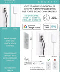 Universal Outlet Concealer With WiFi Smart Power Strip That Hides Cord Clutter And Plug Eyesores While Blending Into Walls.