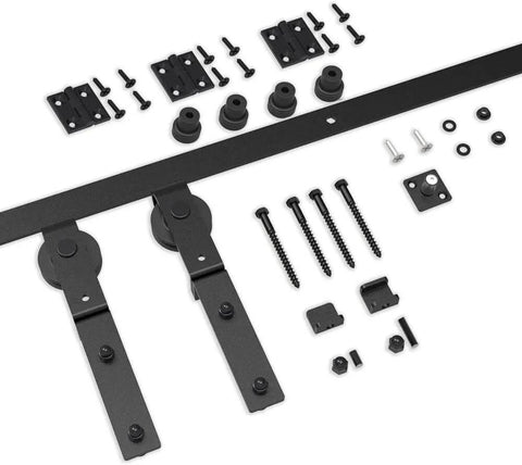 Bi Folding Sliding Barn Door Hardware Kit For Double 16 Inch Bifold Doors, Heavy Duty Wall Mount Rollers, 34 Inch Track