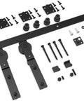 Heavy Duty Bi Folding Sliding Barn Door Hardware Kit For Two Doors No Fuss Install Smooth Quiet Glide 3 Ft Track Matte Black