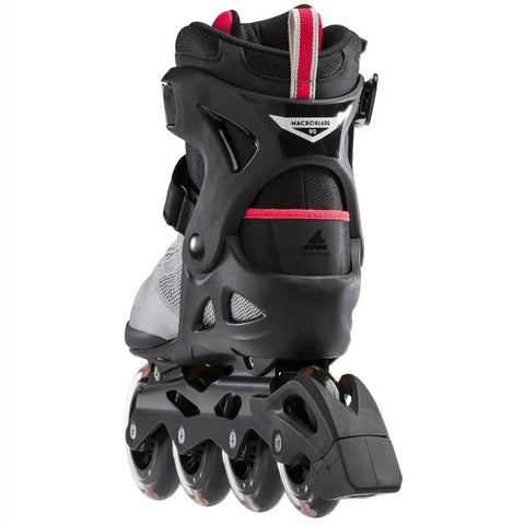 Back view of Macroblade 90 Womens Fitness Inline Skates For Adults With High Cuff Stability And Flexible Support in Paradise Pink