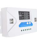 40A Solar Charge Controller With LCD Display And Four USB Ports For LiFePO4 Battery Systems, Weatherproof IP32 Enclosure, Easy Energy Management For Your Solar Setup, Built To Hang Tough Outdoors, white wall-mounted unit