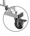 Smooth Rolling 3 Inch Swivel Caster Wheels With 5 16 18 Threaded Stem Set Of 4 Heavy Duty dual brake caster showing attachment to metal frame.