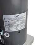 Close-up of Ram Premium Double Acting Hydraulic Pump for Dump Trailers and Tilt Decks 3200 Psi Extension 1500 Psi Retraction 12V DC Motor