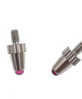 Two dial-indicator contact points with ruby tips, M2.5 thread, stainless steel bodies, Amazon BISS