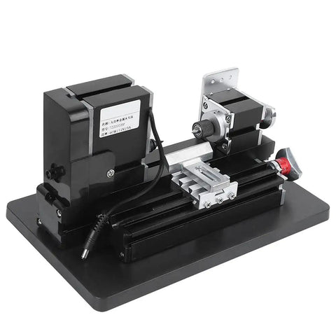 Fafeicy Mini 60W Metal Wood Turning Lathe With 3 Jaw Chuck Cool For DIY Craft Projects Compact Hobby Machine Small workspace side view