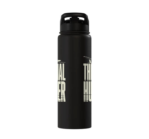 Insulated Stainless Steel Water Bottle For Sailplane Pilots And Glider Fans, Tough Thermal Hydration Bottle with black design.