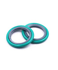 Rod sealing rings, front view: two green-gray rings for waterjet machines (XST17/220) spare parts