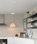 Kiven Instant Light Conversion Kit for 4/5/6inch Hole, 2-Light Glass Farmhouse Lighting pendant in modern kitchen setting.