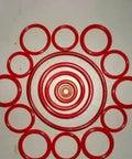 Assorted red silicone O-rings with varying sizes displayed in a circular pattern, highlighting Pro Grade Heavy Duty Silicone O Ring Seal 7.28 Inch Outer Diameter 7.0 Inch Inner Diameter 0.14 Inch Cross Section VMQ Red Gasket For Engines Faucets Flanges Valves Pipes And Compressors.