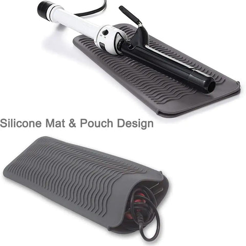 Heat Resistant Hair Tools Mat And Pouch Silicone Heat Mat And Holder For Curling Irons And Flat Irons Portable Travel Case Cover