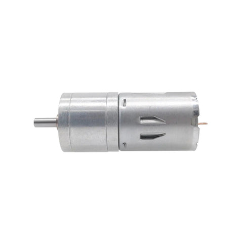 Heavy Duty DC Geared Motor 6V 12V 24V shown from the side, showcasing its durable metal casing and compact size for industrial use.
