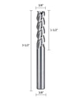 Side view of SpeTool 3-flute carbide end mill for aluminum, 3/8" shank, 3.5" overall length.